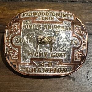 Redwood County Fair Two-Tone Silver and Copper Championship Belt Buckle